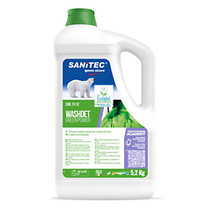 SANITEC Green Power Detergente liquido ecologico concentrato per il lavaggio a mano e in lavatrice, Tanica 5 kg SANITEC Green Power Detergente liquido ecologico concentrato per il lavaggio a mano e in lavatrice, Tanica 5 kg