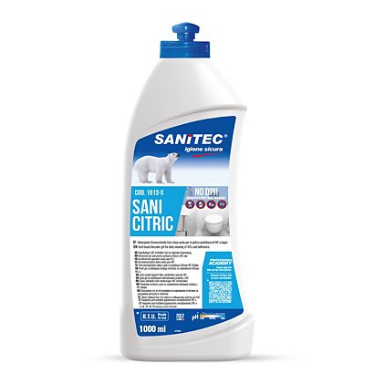 SANITEC Sani Citric Bagno Disincrostante acido per WC e bagni, Flacone 1000 ml