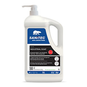 SANITEC Sapone liquido con microgranuli INDUSTRIAL SOAP, Agrumi, Flacone con dosatore 4,7 l