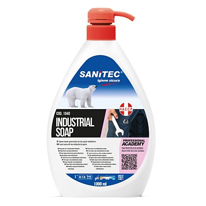 SANITEC Sapone liquido per sporchi ostinati INDUSTRIAL SOAP, Arancio, Flacone con dosatore 1000 ml