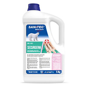 SANITEC SECURGERM Sapone liquido sanificante con 2 Antibatterici, Non profumato, Flacone 5 kg SANITEC SECURGERM Sapone liquido sanificante con 2 Antibatterici, Non profumato, Flacone 5 kg