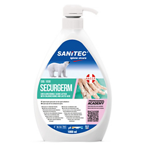 SANITEC SECURGERM Sapone liquido sanificante con 2 Antibatterici, Non profumato, Flacone con dosatore 1000 ml SANITEC SECURGERM Sapone liquido sanificante con 2 Antibatterici, Non profumato, Flacone con dosatore 1000 ml