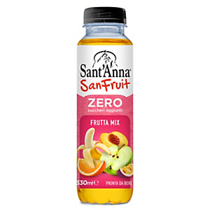 SANT'ANNA di Vinadio Succo di frutta SanFruit Zero, Gusto frutta mix, Bottiglia in PET da 330 ml (confezione 12 pezzi) SANT'ANNA di Vinadio Succo di frutta SanFruit Zero, Gusto frutta mix, Bottiglia in PET da 330 ml (confezione 12 pezzi)