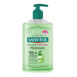 SANYTOL Gel lavant mains antibactérien hydratant Sanytol Aloe Vera thé vert BIO 250 ml