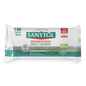 Sanytol Lingettes désinfectantes surfaces alimentaires - Paquet de 120