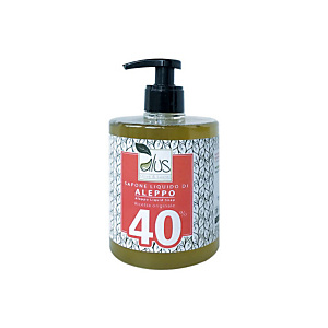 Sapone di Aleppo liquido Alus, 40% olio di alloro, Flacone con dosatore 500 ml Sapone di Aleppo liquido Alus, 40% olio di alloro, Flacone con dosatore 500 ml