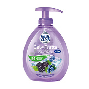 Sapone Liquido Idratante Gel di Frutta Fresh&Clean, Mora e Mirtillo, Flacone con erogatore 300 ml