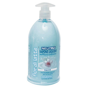 Sapone liquido mani Neutro, Profumazione Talco, Flacone con dosatore 1.000 ml Sapone liquido mani Neutro, Profumazione Talco, Flacone con dosatore 1.000 ml