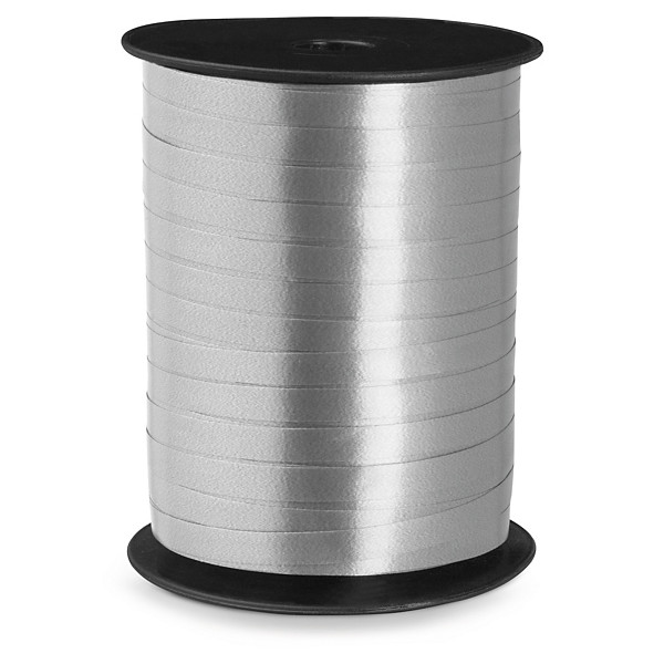 Satin effect curling gift ribbon, silver, 5mmx500m - 1
