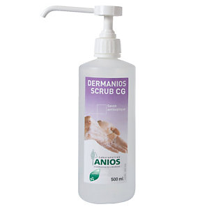 Savon antiseptique Dermanios Scrub CG,flacon-pompe de 500 ml