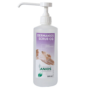 Savon antiseptique Dermanios Scrub CG,flacon-pompe de 500 ml Savon antiseptique Dermanios Scrub CG,flacon-pompe de 500 ml