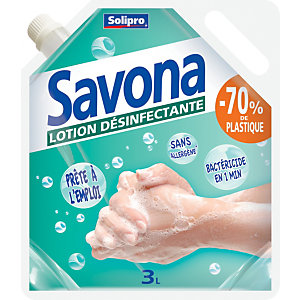 Savona Recharge de lotion désinfectante pour les mains - 3 L