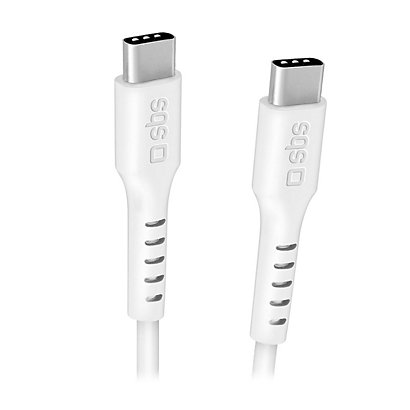 SBS Cavo dati e ricarica USB-C con chip E-Mark, 240 W, Lunghezza 3 m, Bianco - 1
