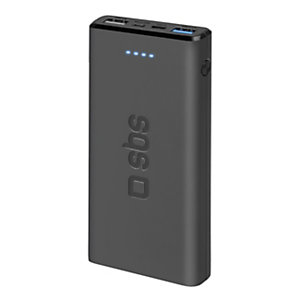 SBS Power Bank, 10.000 mAh, 1 porta USB-C + 1 porta Micro USB + 2 porte USB-A, Nero