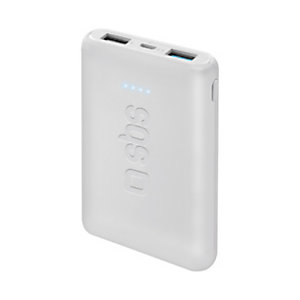 SBS Power Bank linea Pocket, 5.000 mAh, 2 USB-A + 1 porta Micro USB, Bianco