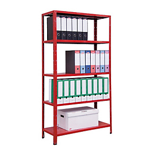 Scaffalatura metallica a 5 ripiani - Rosso - cm 100 x 40 x 187 h. Scaffalatura metallica a 5 ripiani - Rosso - cm 100 x 40 x 187 h.