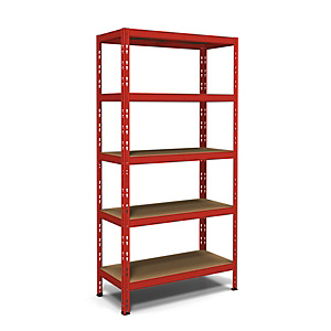 Scaffalatura metallica, 5 ripiani, Rosso Scaffalatura metallica, 5 ripiani, Rosso