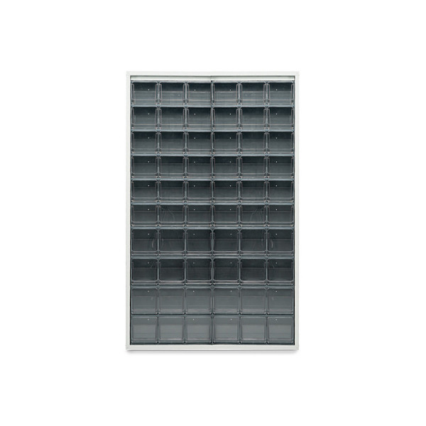 Scaffale in lamiera elettrosaldata grigio 1260 x 250 x 2000 mm con 60 cassetti - 1
