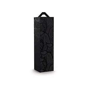 Scatola per 1 bottiglia, Senza finestra, 9 x 9 x 33 cm, Cartone laccato, Nero con fantasia foglie (confezione 50 pezzi) Scatola per 1 bottiglia, Senza finestra, 9 x 9 x 33 cm, Cartone laccato, Nero con fantasia foglie (confezione 50 pezzi)