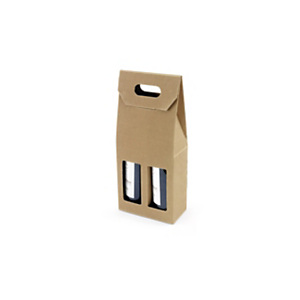 Scatola per 2 bottiglie, Con finestra, Cartone micro onda rigida, Avana (confezione 20 pezzi) Scatola per 2 bottiglie, Con finestra, Cartone micro onda rigida, Avana (confezione 20 pezzi)