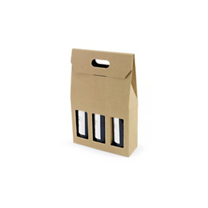 Scatola per 3 bottiglie, Con finestra, Cartone micro onda rigida, Avana (confezione 20 pezzi) Scatola per 3 bottiglie, Con finestra, Cartone micro onda rigida, Avana (confezione 20 pezzi)