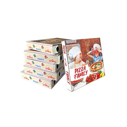 Scatola pizza con coperchio, 50 x 50 x 5 cm, Fantasie Assortite (confezione 50 pezzi)