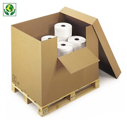 Scatole container in cartone con ribaltina e coperchio 116,5x77,5x90cm