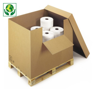 Scatole container in cartone con ribaltina e coperchio