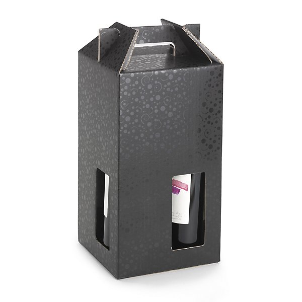 Scatole per 1 bottiglia 10,5 x 11,5 x 33 cm fantasia bollicine - con apertura - 2