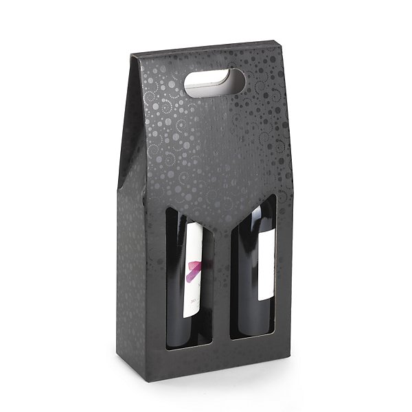 Scatole per 1 bottiglia 10,5 x 11,5 x 33 cm fantasia bollicine - con apertura - 6