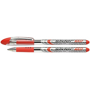 SCHNEIDER Bolígrafo de punta de bola Slider Basic, punta extr ancha, cuerpo plateado con grip, tinta roja SCHNEIDER Bolígrafo de punta de bola Slider Basic, punta extr ancha, cuerpo plateado con grip, tinta roja