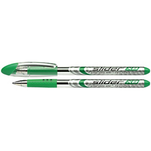 SCHNEIDER Bolígrafo de punta de bola Slider Basic, punta extr ancha, cuerpo plateado con grip, tinta verde SCHNEIDER Bolígrafo de punta de bola Slider Basic, punta extr ancha, cuerpo plateado con grip, tinta verde
