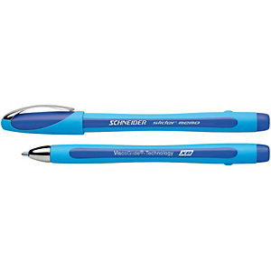 SCHNEIDER Bolígrafo de punta de bola Slider Memo, punta extra ancha, cuerpo celeste engomado, tinta azul SCHNEIDER Bolígrafo de punta de bola Slider Memo, punta extra ancha, cuerpo celeste engomado, tinta azul
