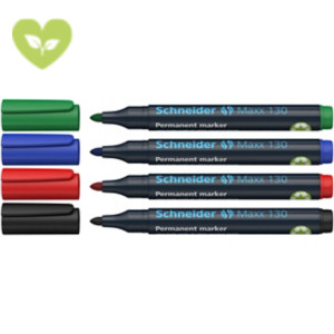 SCHNEIDER Marcatore permanente Maxx 130, Punta tonda, Tratto 1 - 3 mm, Colori Assortiti (confezione 4 pezzi) SCHNEIDER Marcatore permanente Maxx 130, Punta tonda, Tratto 1 - 3 mm, Colori Assortiti (confezione 4 pezzi)