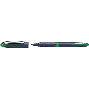 SCHNEIDER One Business Bolígrafo de punta de bola, tinta líquida, punta fina de 0,6 mm, cuerpo azul, tinta verde