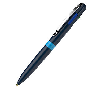 SCHNEIDER Penna a sfera Take 4 - punta media - 4 colori - fusto blu