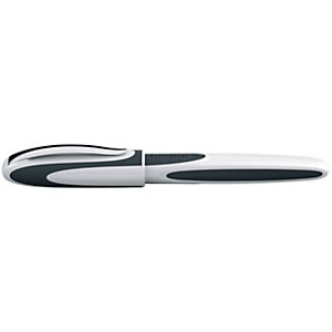 SCHNEIDER Penna stilografica per mancini Ray, Punta media, Tratto 0,4 mm, Fusto Bianco/Grigio Scuro, Inchiostro Blu Royal