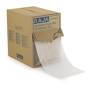Schuimfolie met afscheurperforatie in dispenserdoos Raja Schuimfolie met afscheurperforatie in dispenserdoos Raja