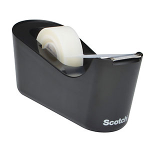 Scotch® C18-L Dispensador de cinta adhesiva de escritorio, negro, con cinta invisible Magic™, 19 mm x 33 m