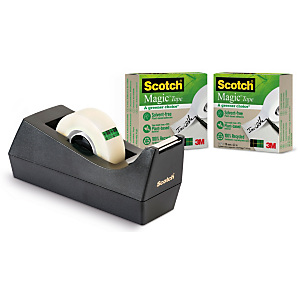 Scotch® C38 Dispensador cinta escritorio negro con cinta ecológica invisible Magic™ 19 mm x 33 m Paquete de 3 Scotch® C38 Dispensador cinta escritorio negro con cinta ecológica invisible Magic™ 19 mm x 33 m Paquete de 3
