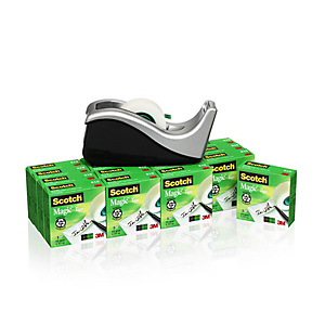 Scotch® C60 Dispensador de escritorio ola negro/plata con cinta invisible Magic™ 19 mm x 33 m Paquete de 16 Scotch® C60 Dispensador de escritorio ola negro/plata con cinta invisible Magic™ 19 mm x 33 m Paquete de 16
