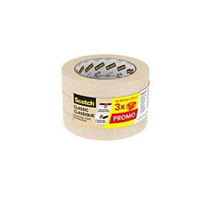 Scotch Cinta de enmascarar Classic 24 mm x 50 m Pack 3 unid Scotch Cinta de enmascarar Classic 24 mm x 50 m Pack 3 unid