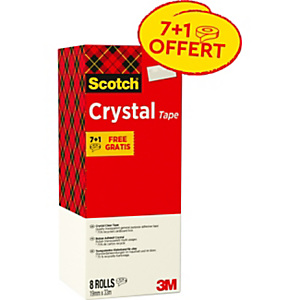 Scotch Crystal Ruban adhésif transparent largeur 19 mm x longueur 33 m - Lot de 8 Scotch Crystal Ruban adhésif transparent largeur 19 mm x longueur 33 m - Lot de 8