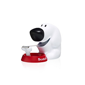 Scotch Distributeur de ruban adhésif de bureau en forme de chien C31 blanc avec ruban adhésif transparent Magic 19 mm x 7,5 m Scotch Distributeur de ruban adhésif de bureau en forme de chien C31 blanc avec ruban adhésif transparent Magic 19 mm x 7,5 m