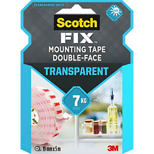 Scotch-Fix™ Cinta de montaje transparente, doble cara, 19 mm x 5 m