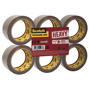 Scotch® Heavy Nastro adesivo, 50 mm x 66 m, PP, Marrone (confezione 6 rotoli)