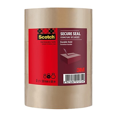 Scotch Heavy Ruban adhésif d'emballage polypropylène 57 microns - 50 mm x 66 m - Havane - Tour de 3 - 1