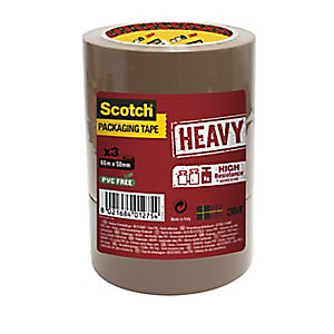 Scotch Heavy Ruban adhésif d'emballage polypropylène 57 microns - 50 mm x 66 m - Havane - Tour de 3 Scotch Heavy Ruban adhésif d'emballage polypropylène 57 microns - 50 mm x 66 m - Havane - Tour de 3