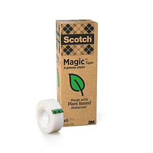 Scotch® Magic™ Cinta adhesiva invisible y ecológica de oficina, torre de 9 rollos, 19 mm x 33 m