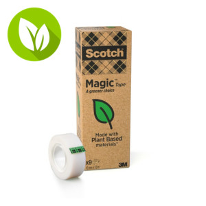 Scotch® Magic™ Cinta adhesiva invisible y ecológica de oficina, torre de 9 rollos, 19 mm x 33 m